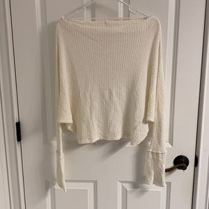 Free People Cream Off-The-Shoulder Long-Sleeve Top, size Small
